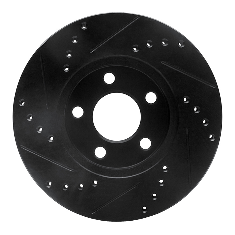 Chrysler Neon Brake Rotor (1) - Front Right - R1 Concepts - Drilled & Slotted - Black - `00-`05
